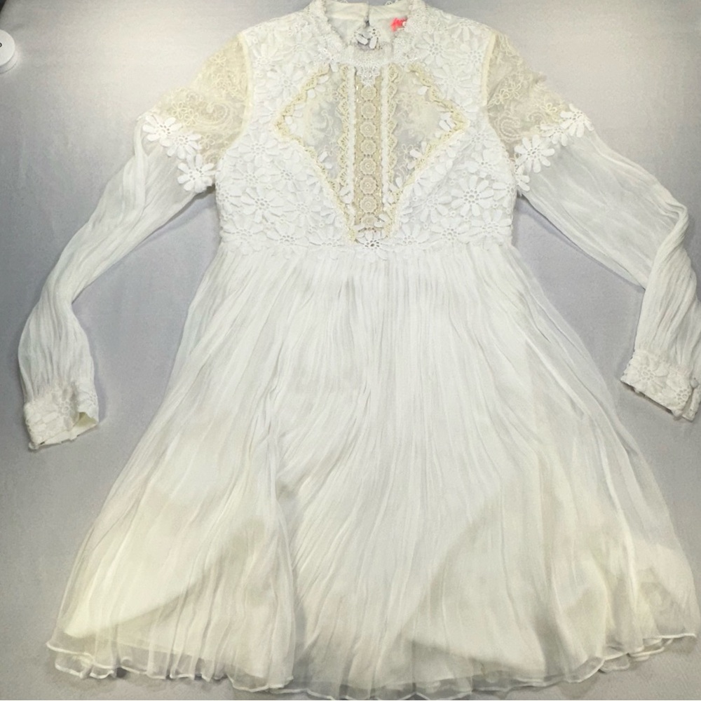 Free People Lou Lou Babydoll Dress White 6 Ethereal Fairy Wedding Whimsigoth - Picture 6 of 16